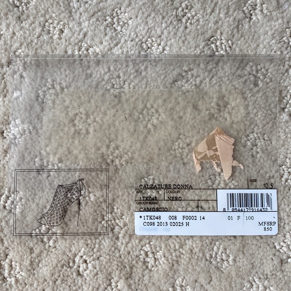 Prada Black Laser Cut Peep Toe Suede Bootie - Picture 8 of 8